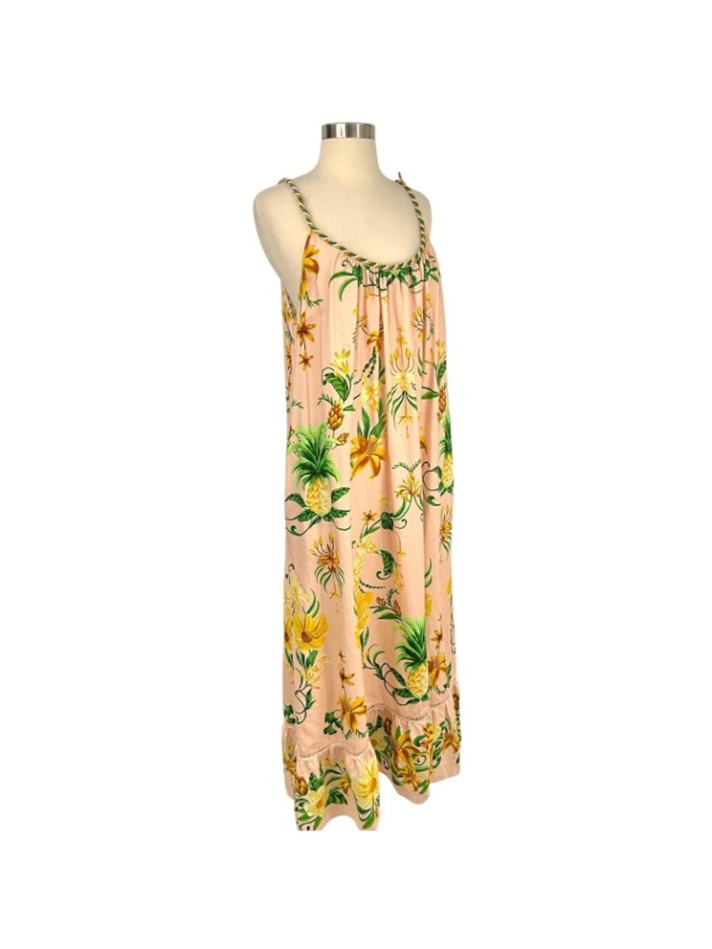 FARM Rio Pink Botanical Beauty Lenzing Ecovero Euroflax Maxi Dress Womens M READ - Picture 9 of 16